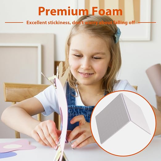 8 Sheets 1320 Pcs Foam Squares 2 Sizes Double Sided Foam Tape Adhesive Dots