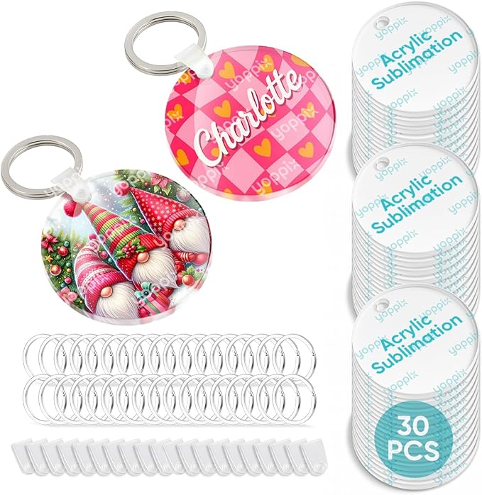 YOPPIX 90 Pcs Sublimation Acrylic Keychain Blank kit,