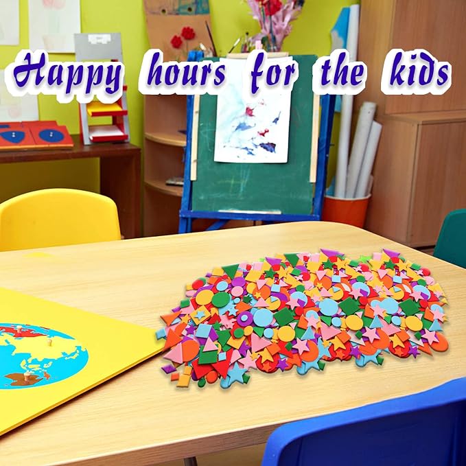 Gushu 1500Pcs Foam Stickers Foam Shapes Stickers