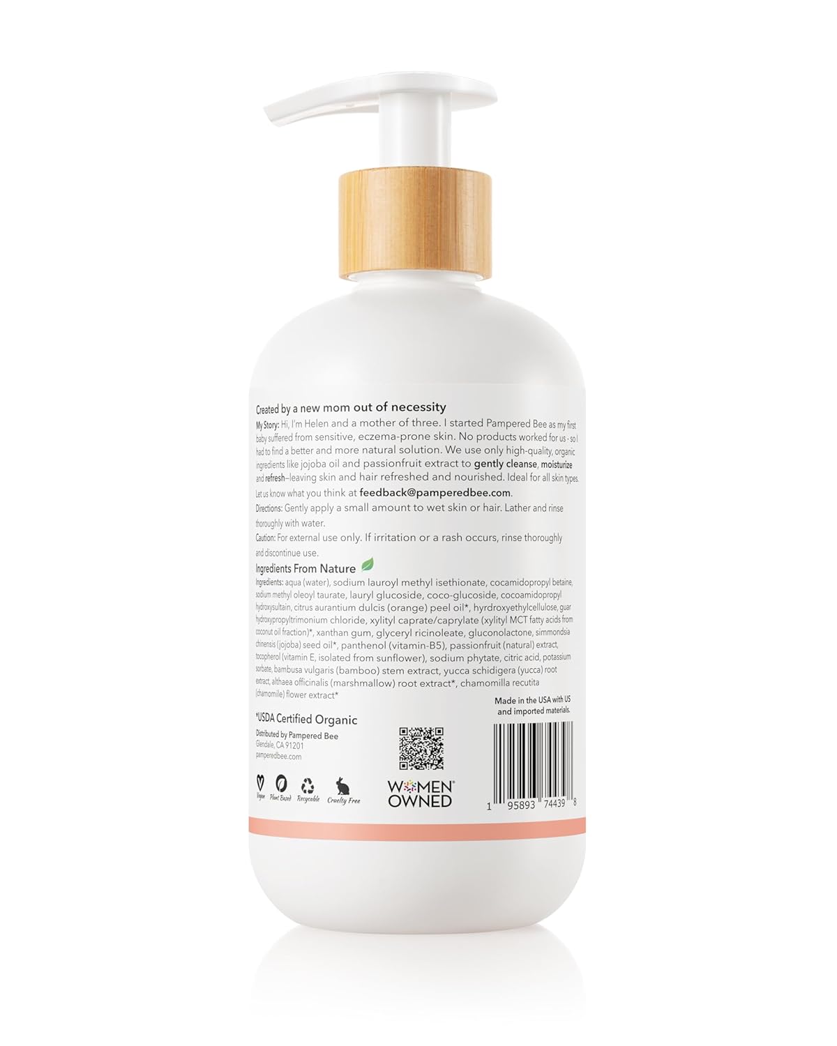 Shampoo & Body Wash (Tropical Fusion), 2-in-1 Natural Formula for Newborns, Toddlers and Kids, 12 oz