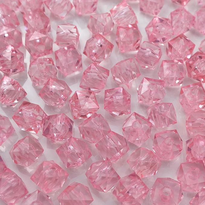 100pcs 12mm Acrylic Cube Faceted Beads Colorful Square Plastic Spacer Beads