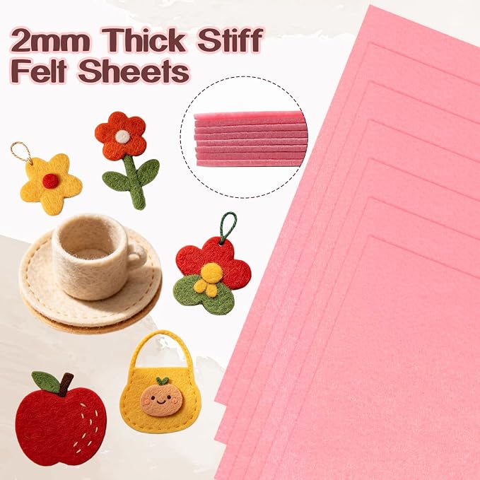Luomorgo 8 Pcs 8 x 12 Inch Stiff Felt, 2mm Thick,