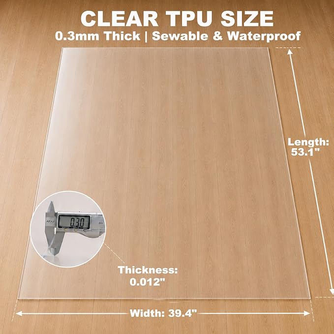 SHISU Clear TPU Vinyl Fabric 12 Mil, Heavy Duty Large Sheet | Large waterproof