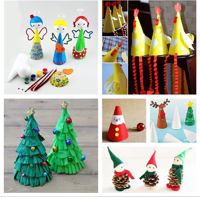 Crafjie Foam Cones for DIY Arts and Crafts, for DIY Home Craft Project
