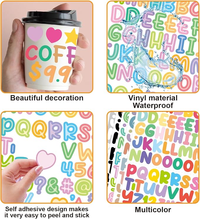 1800 Pieces 20 Sheets Small Letter Number Stickers, 1/2inch Colorful