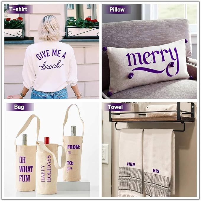 HTVRONT Heat Transfer Vinyl Purple HTV Rolls, HTV Vinyl