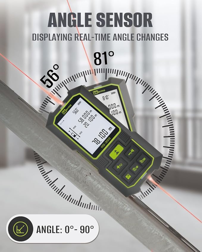 Inkerma Dual Laser Measurement Tool, 393Ft/120M Bilateral Laser Distance Meter
