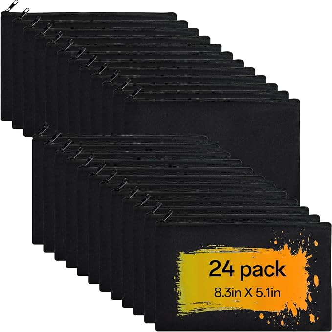 ZeeDix Canvas Zipper Pouch Bulk – 8.3 x 5 Inches Cotton Canvas Pouches