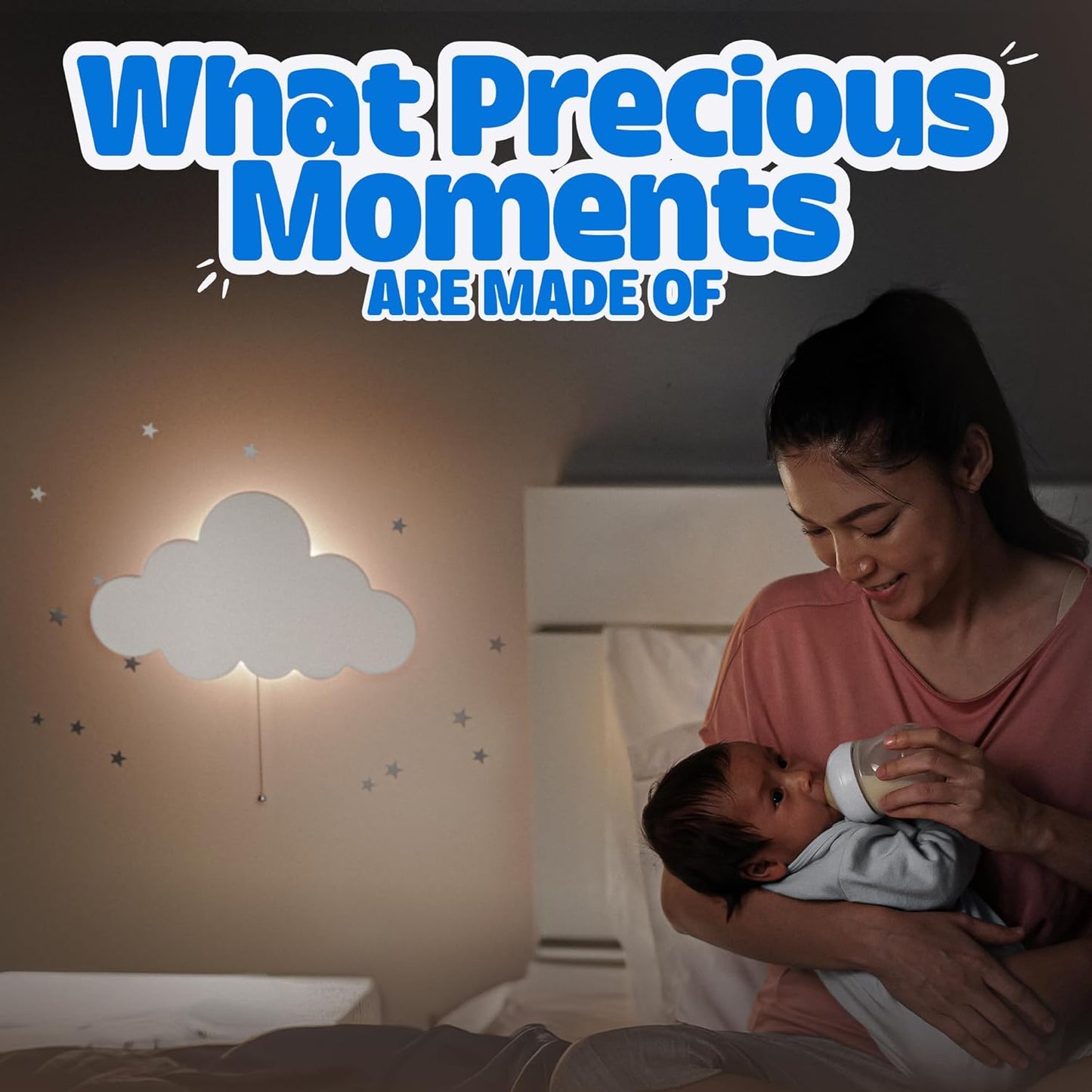 Tip perk Floating Cloud Wall Lamp for Baby Nursery | Cute Floating Cloud Lamp for Kids Bedroom | Battery-Operated Hanging Night Lights for Bedroom