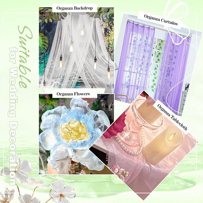VACVELT White Sheer Organza Fabric by The Yard 60" Wide | Semi-Transparent