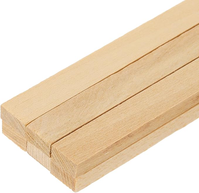 MECCANIXITY 6Pcs Basswood Sticks, 3/8" x 3/16" x 16" Square Wooden Dowel Rods