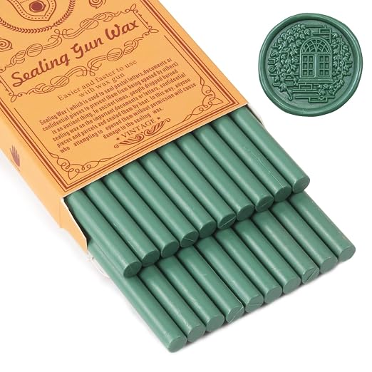 Olive Green Sealing Wax Sticks, WASOHLING 20Pcs Glue Gun Wax Seal Sticks