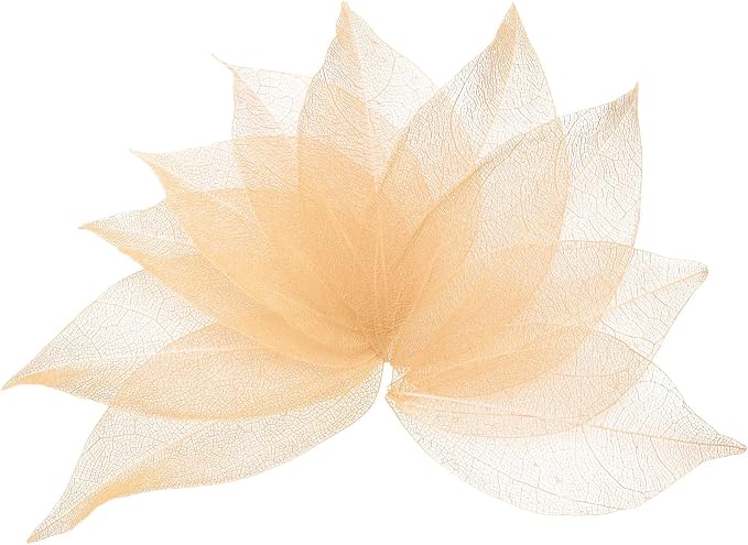 uxcell 100 Pcs Light Orange Skeleton Leaves