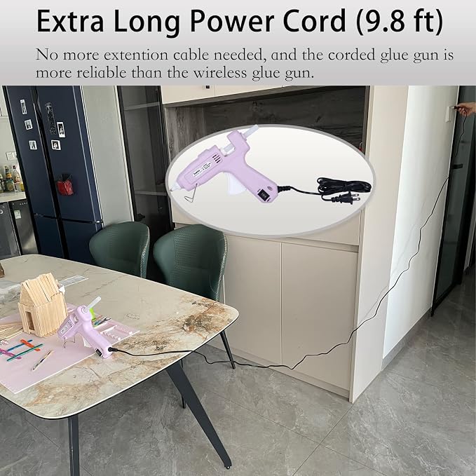Full Size Hot Glue Gun with 60W/100W/OFF Switch, 9.8ft Extra-long Power Cord
