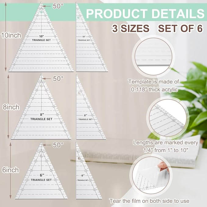 Kigley 3 Set Tall Triangle Rulers
