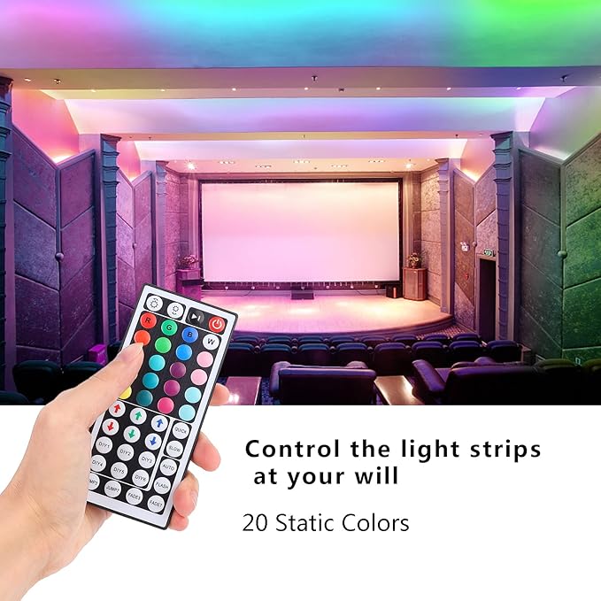 44 Key RGB LED Strip Light Remote Controller, IR Remote Controller Replacement for SMD 5050 3528 2835 RGB LED Light Strip Lights (2 Pack)