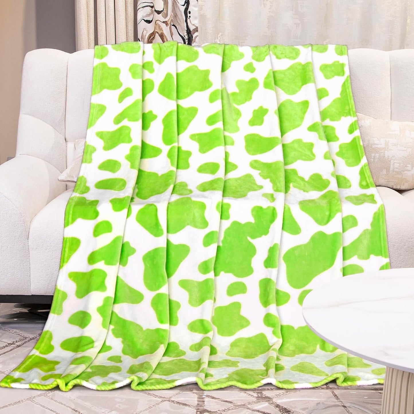 Queen Size Fleece Blanket Lime Green 90"x90" - Extra Large Lightweight Soft Warm Fuzzy Throw for Bed, Couch, Home Decor