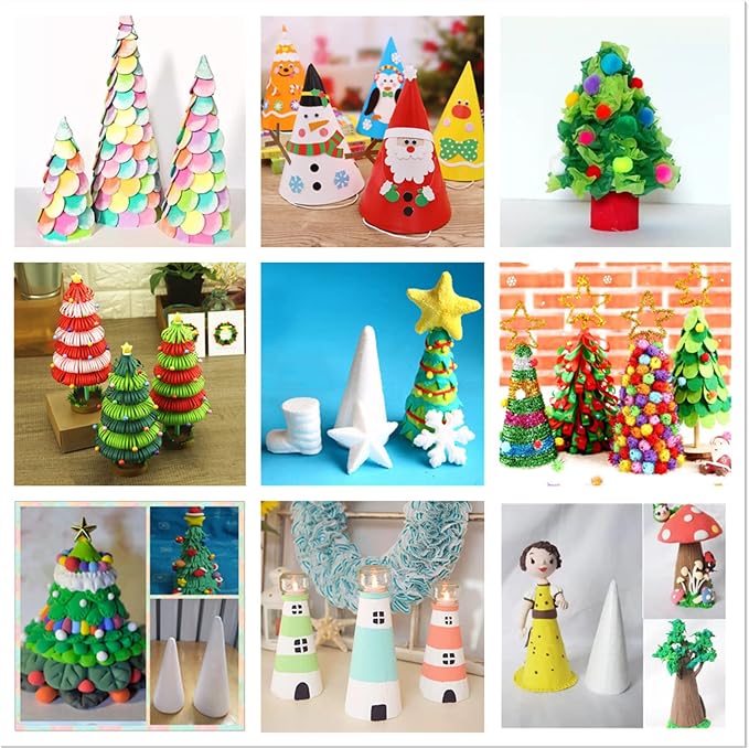 Crafjie Foam Cones for DIY Arts and Crafts, for DIY Home Craft Project