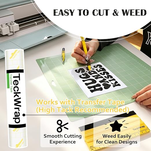 TECKWRAP Glossy Black Glitter Permanent Vinyl 12" x 5ft Roll, Shimmer Adhesive