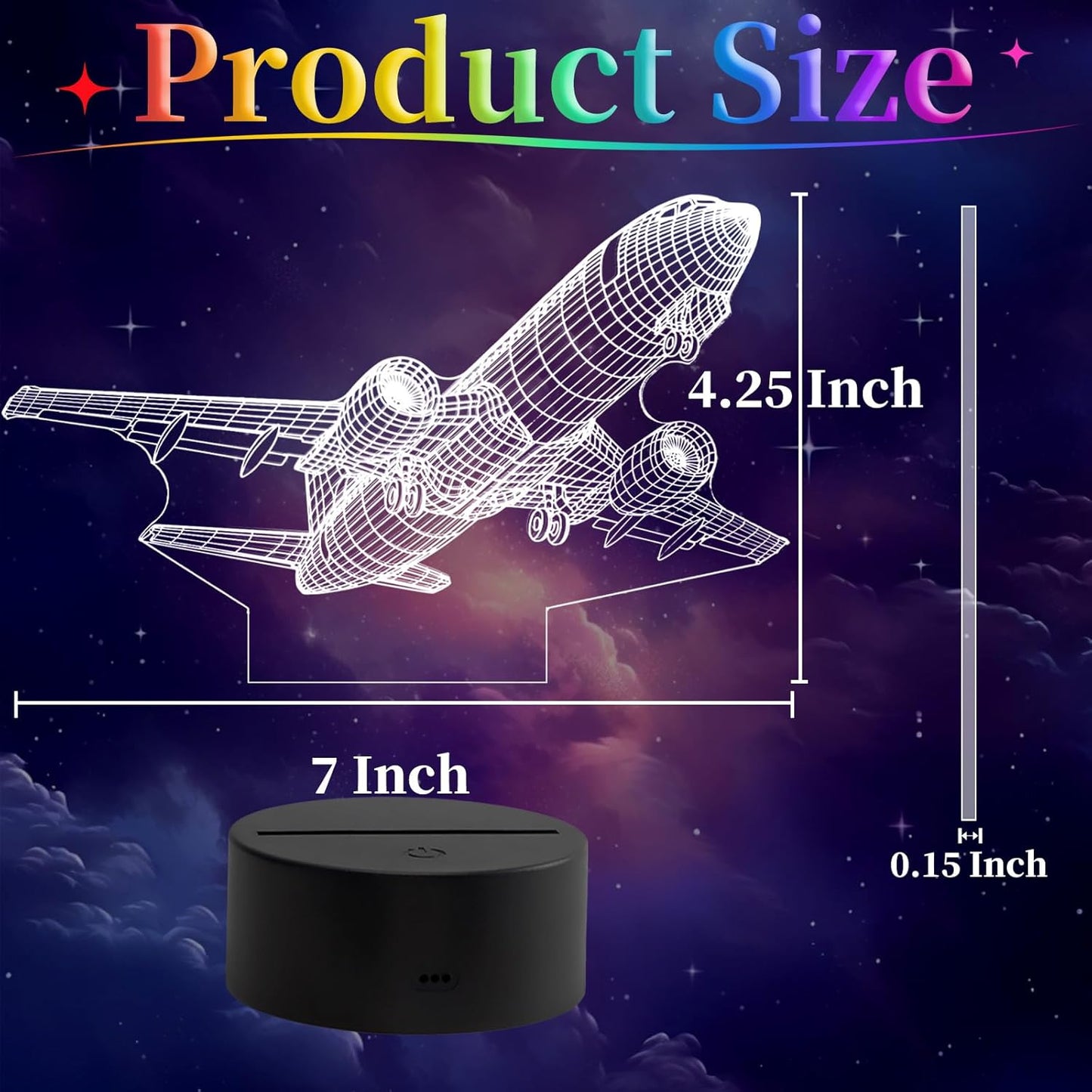 Airplane Night Light, 3D LED Illusion Night Lamp for Boys - Aircraft Themed Bedroom Lamps, Optical Illusion Lamp with Remote Control, Perfect for Kids' Room Décor, Cool Gifts for Airplane Lovers