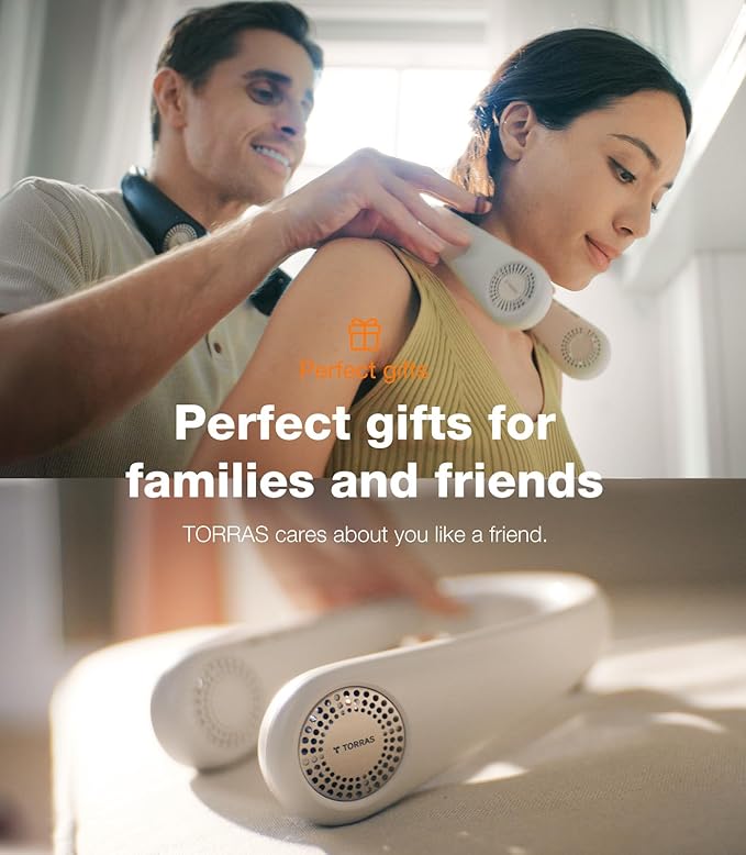 TORRAS COOLiFY Air 2025 Upgraded Neck Fan Air Conditioner, Dual-Airflow Pro Cooling, Ultra Light Portable Fan Rechargeable, Personal Cooling Fan Travel Essentials, Ivory