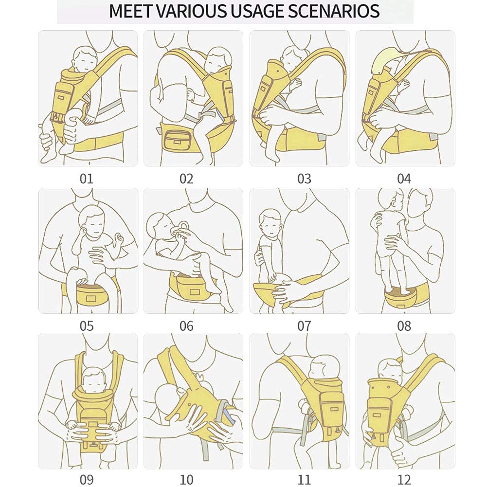 Baby Carrier Newborn to Toddler, 6-in-1 Baby Carrier with Hip Seat Lumbar Support 7-41 lbs, Baby Soft Carrier for All Seasons & Positions, Adjustable Size for Shopping Hiking Travelling