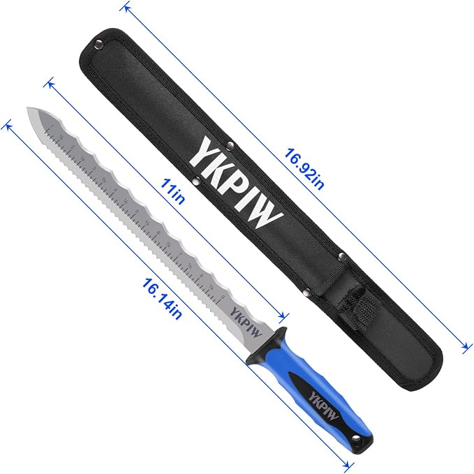 Insulation Knife with Measuring Scale, Stainless Steel Double-Sided Serrated