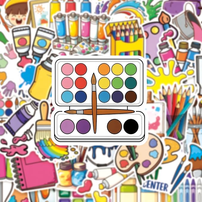 50 Pcs Cute Art Painting Supply Stickers