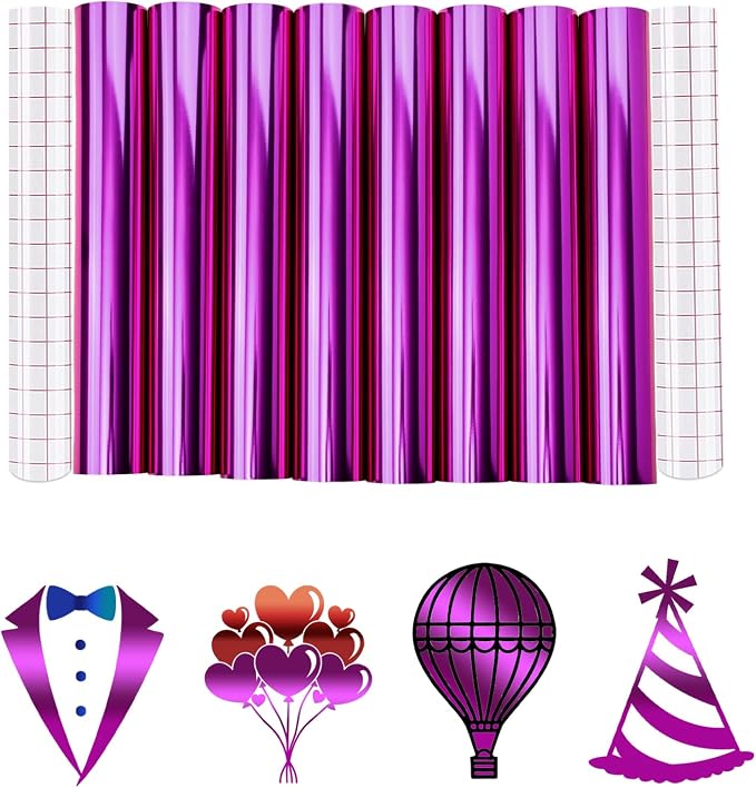 Tintnut Holographic Permanent Vinyl 8 Pcs 12x12in Purple Adhesive Vinyl | Solid