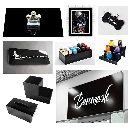 Black Acrylic Sheet 12" x 16" x 1/8", 2 Pack Black Cast Plexiglass Sheets Glass