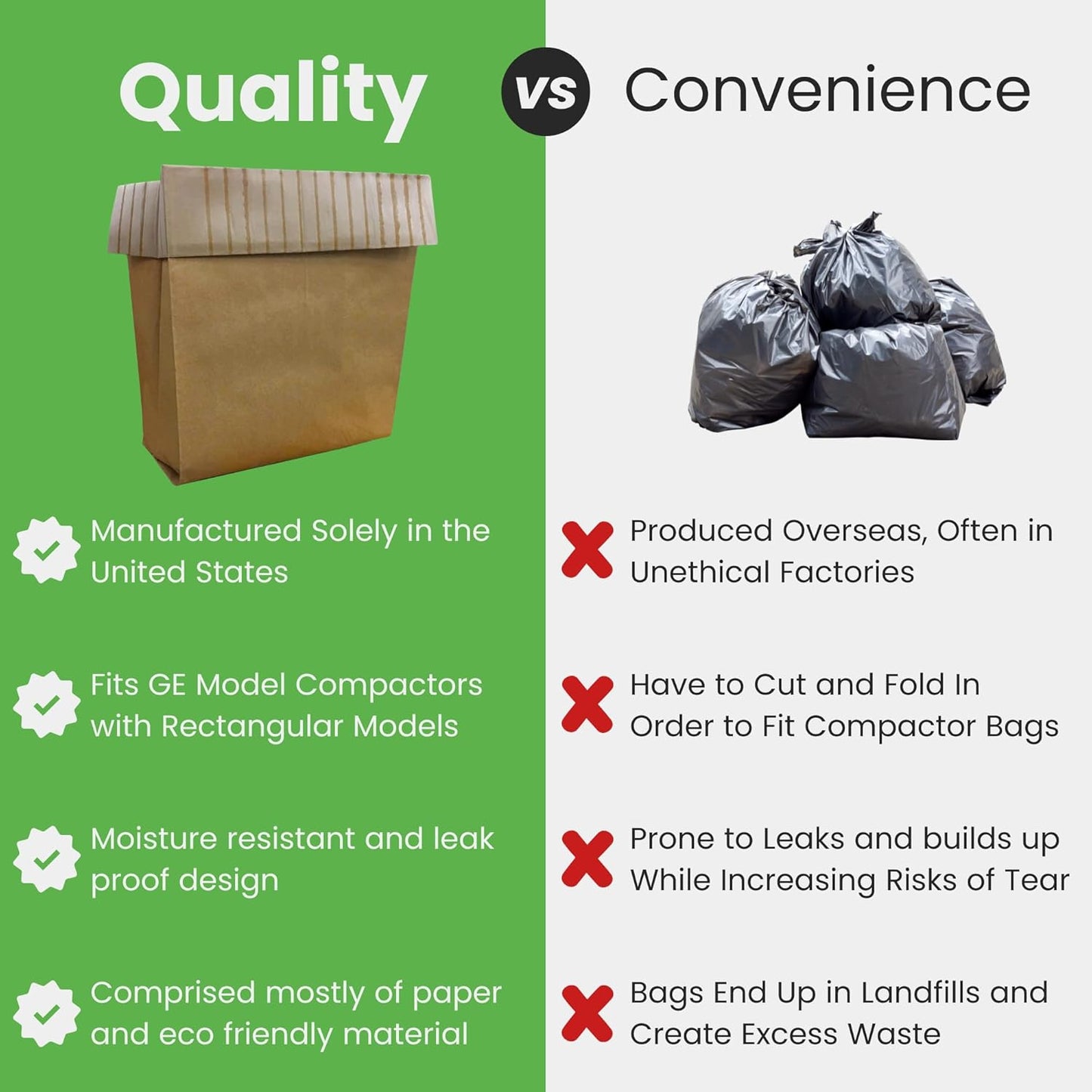 Dano Pre-Cuffed Compactor Bags (12 Pack) - Precuffed, Garbage Compactor, Kitchen Lining, Hardware for Home Use, Durable Material, Kitchen Essential, Paper & Plastic Lined Bags