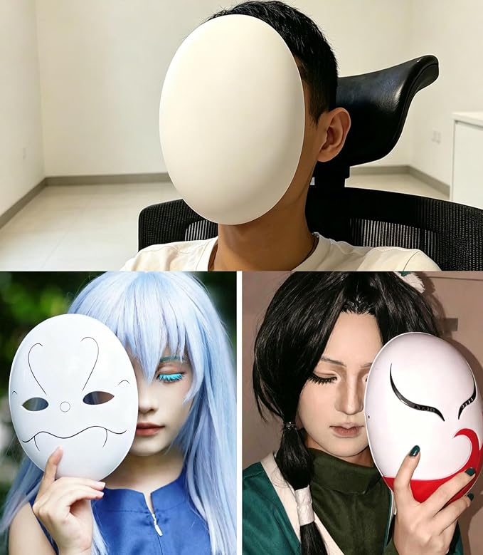 Plastic Craft Mask White Blank DIY Mask Base | Plain Paintable, Cosplay Costume