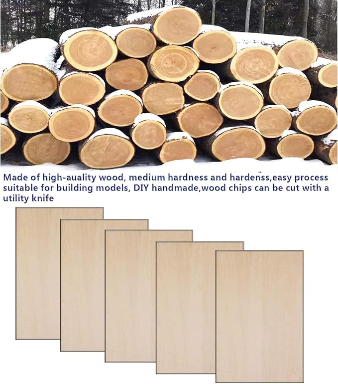 Unfinished Wood Pieces, Thin Plywood Wood Sheets