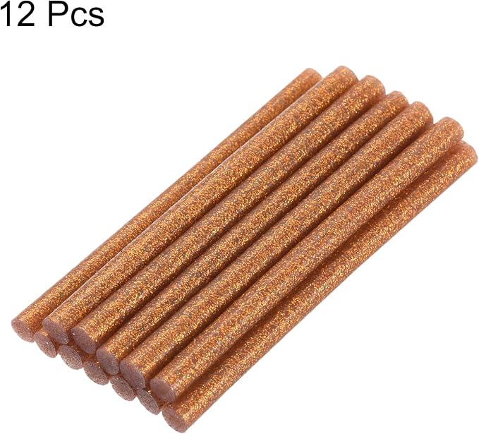 uxcell Mini Hot Glue Sticks for Glue Gun 7mm x 200mm Glitter Bronze Gold 12pcs