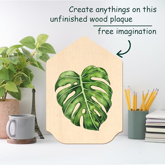 12 Pack Unfinished Gothic Arch Wood Plaque, 5” x 7” Basswood Shield Plaque