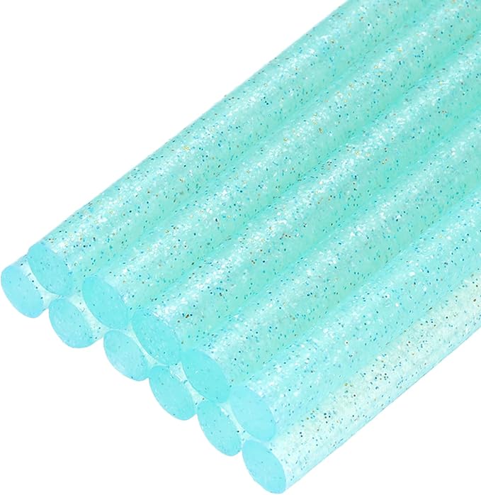 uxcell Mini Hot Glue Sticks for Glue Gun 7mm x 100mm Glitter Transparent Blue