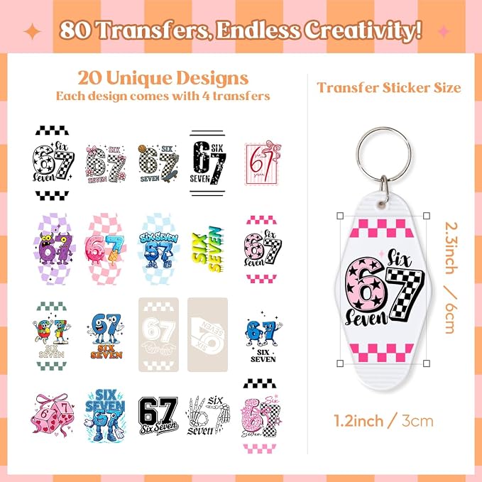 KACIOLA STUDIO 80PCS 67 UV DTF Wrap Stickers-67 Theme UV DTF Stickers
