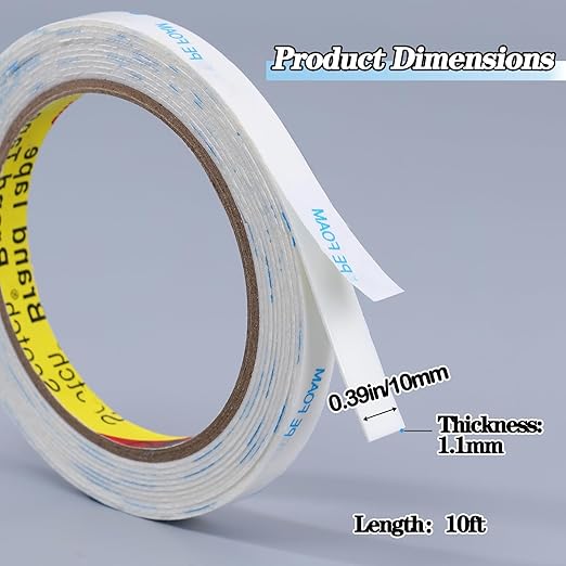 Double Sided Tape Heavy Duty, 0.39in×10ft Picture Hanging Strips