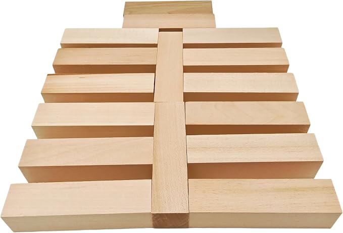 16Pcs Unfinished Basswood Blocks-1x1x4 Inch Small Rectangular Wood Blocks