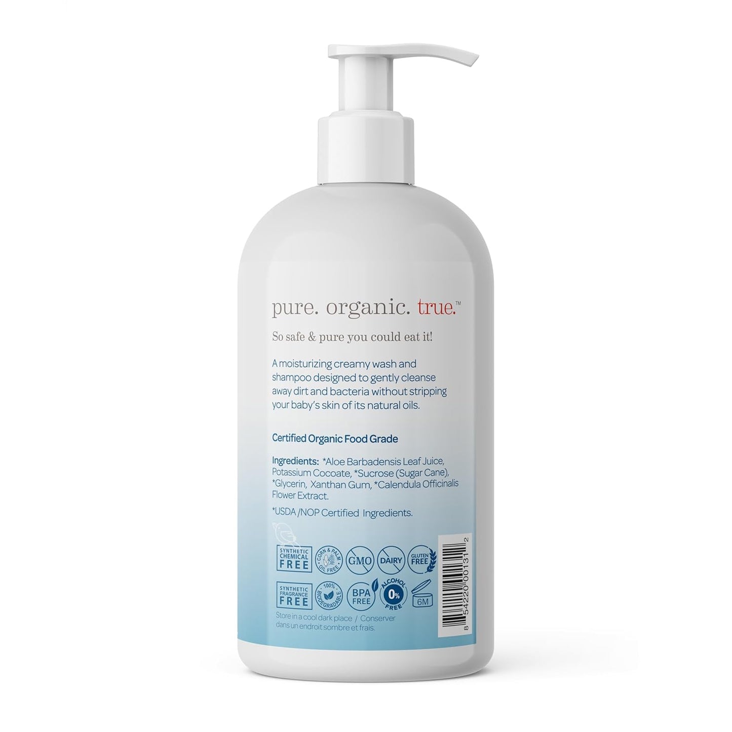 Shoosha USDA certified Organic Shampoo and Body Wash for babies and kids, Great for Sensitive Skin, All natural made from food grade ingredients, Fragrance and Tear Free, Hypoallergenic