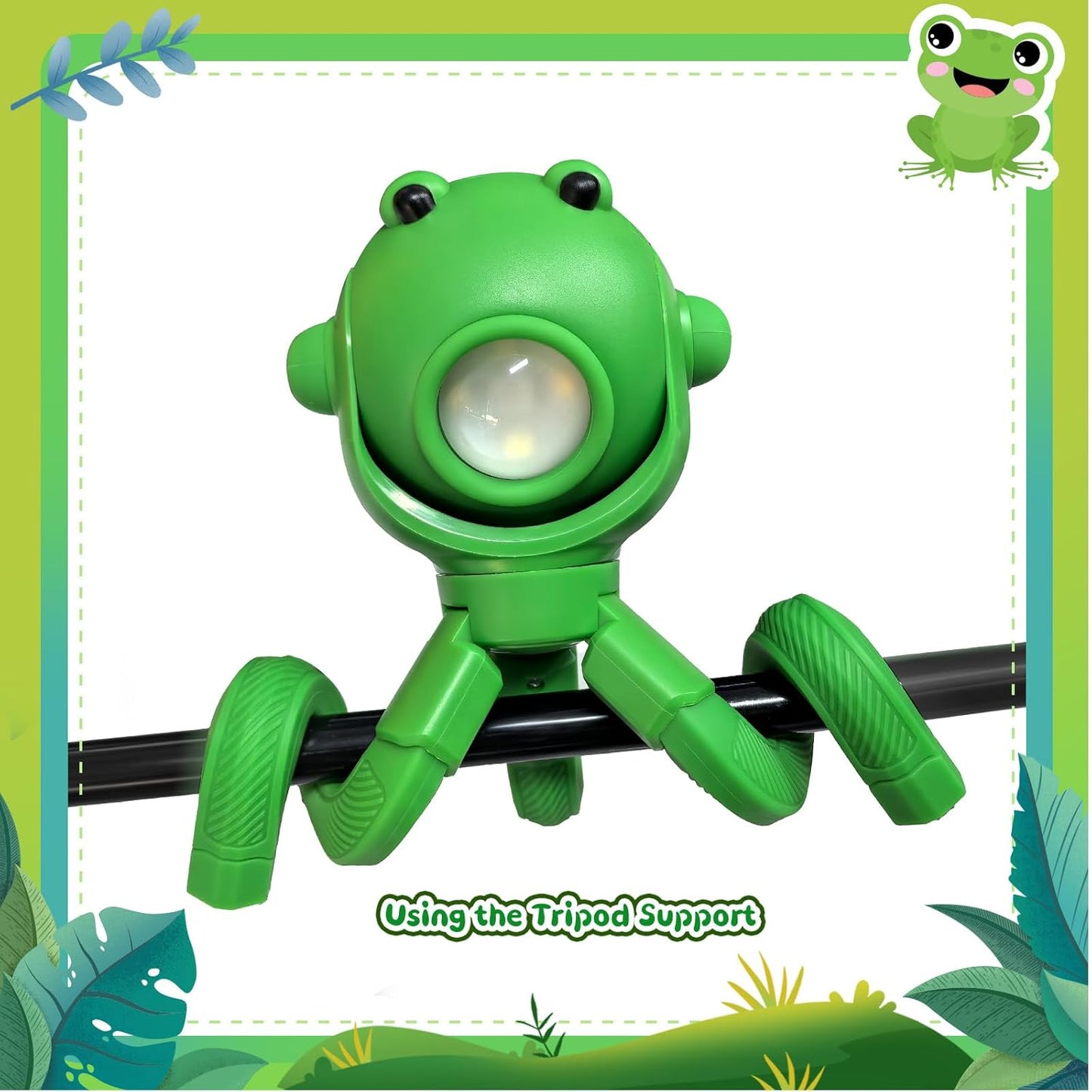 TOLYS Frog Kids Flashlight – Rechargeable LED Torch with 8 Color Modes, USB-C, Fun Flashlight for Boys & Girls, Perfect for Parties, Camping & Outdoor Adventures