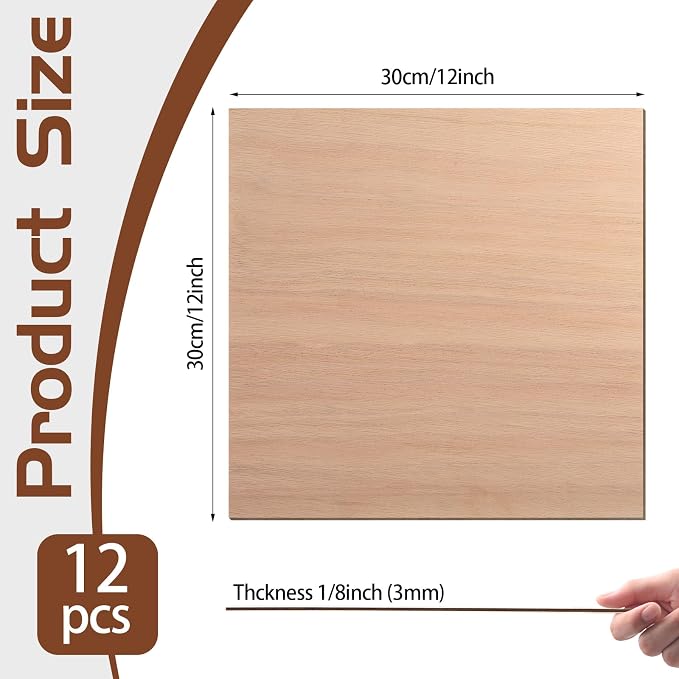 12 Pcs Mahogany Plywood Sheets, School DIY Projects, CNC Cutting, and Wood