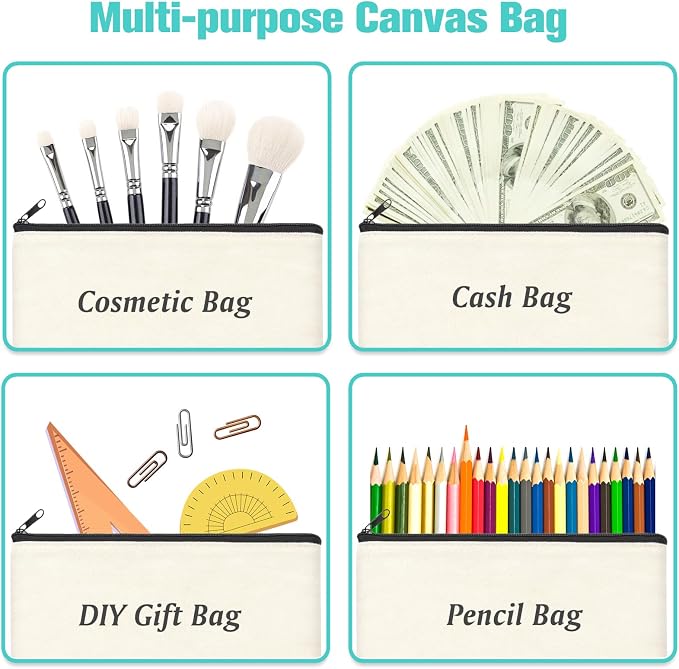 ZeeDix Canvas Zipper Pouch Bulk – 8.3 x 5 Inches Cotton Canvas Pouches