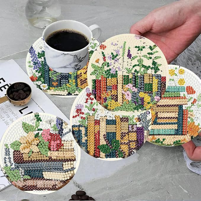 ijbnhd 8 Pcs Diamond Art Coasters Kits Books Diamond Painting Coasters | Books