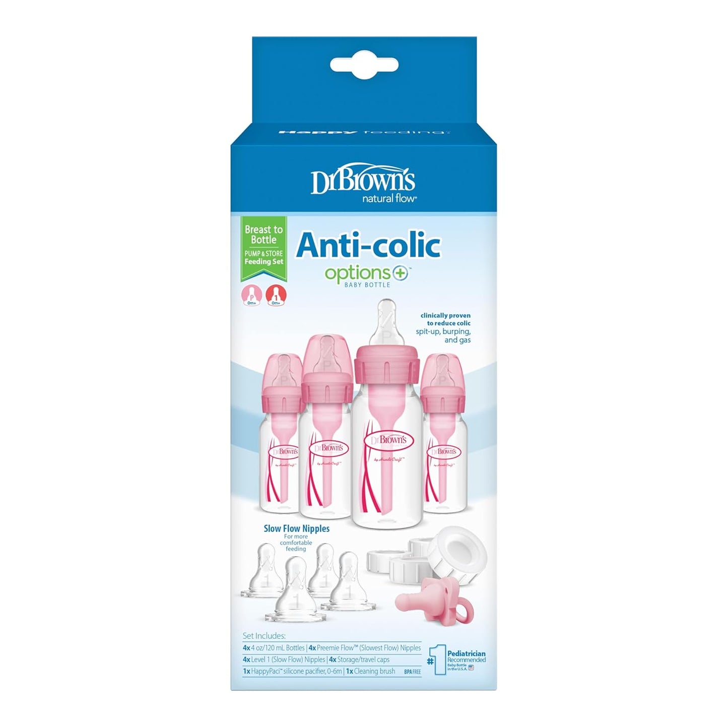 Dr. Brown's Electric Sterilizer Bundle with Anti-Colic 4-Bottle Feeding Set, Slow Flow Nipples, and Silicone Pacifier