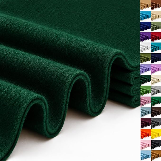 Hunter Green Large Felt Fabric 36" x 36", 1.4 mm Soft Felt Sheet, Nonwoven