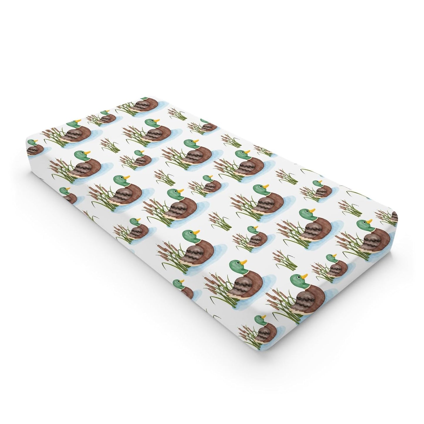 Cartoon Mallard Duck Lake Leaves Changing Pad Covers Duck Hunting Reeds Diaper Changing Pad Covers Sheets for Girl Boy Wild Duck Soft Breathable Stretch Fitted Change Table Pad Mats Covers 32''x16''