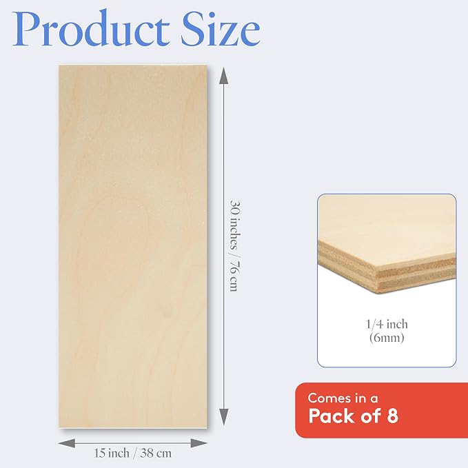 Baltic Birch Plywood 15 x 30 x 1/4 Inch - 6 mm Craft Wood