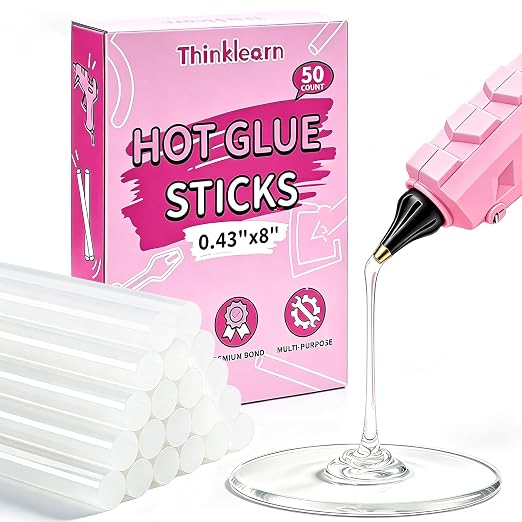 50 PCS Full Size Hot Glue Sticks 8" X 0.43" | Strong Bonding