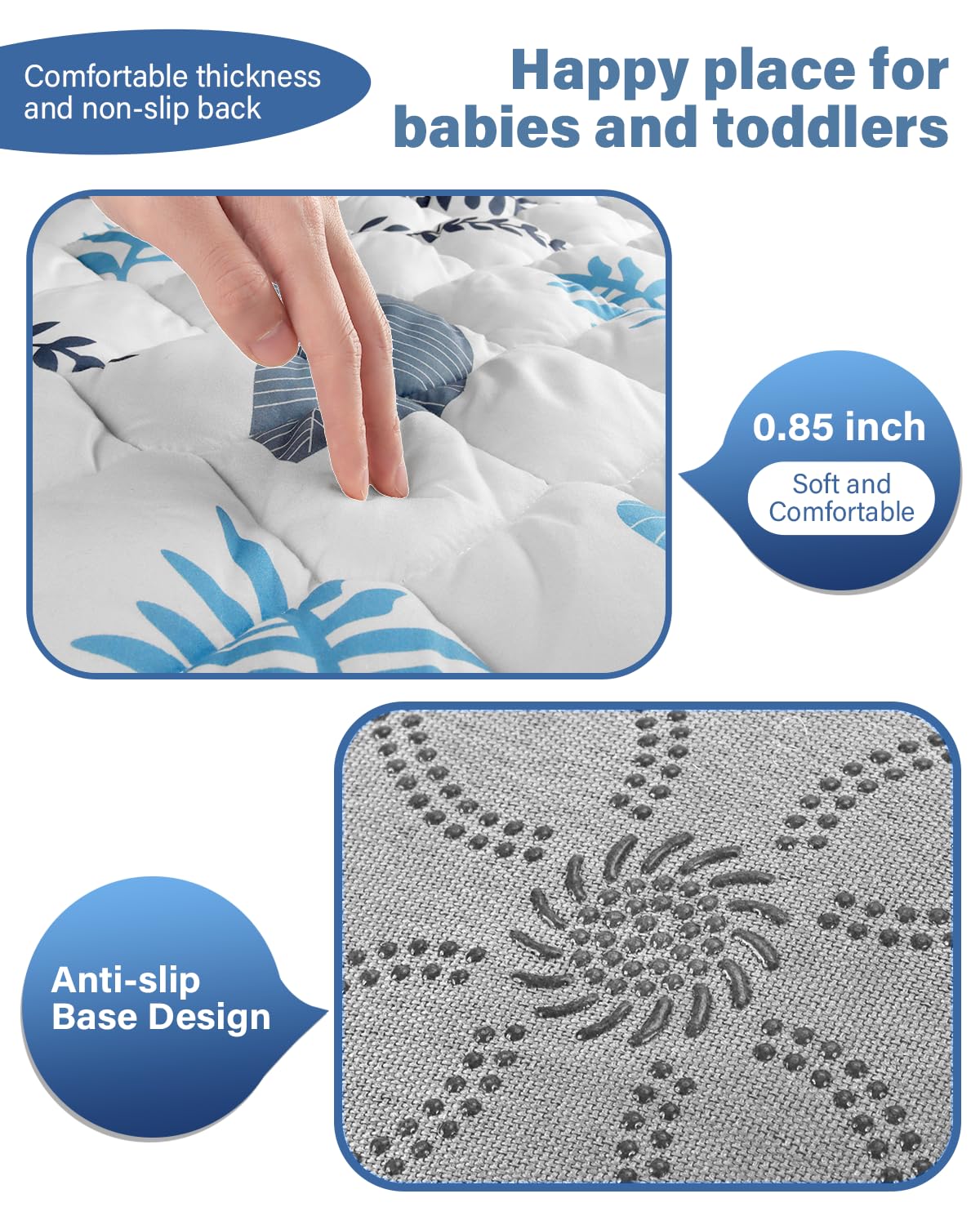 Baby Play Mat, Non-Slip Baby Mat for Floor, Soft Thicker Playpen Mat, Portable Playmat, Crawling Mat for Babies, Toddlers & Infants to Play and Learn（ 71"x59"）